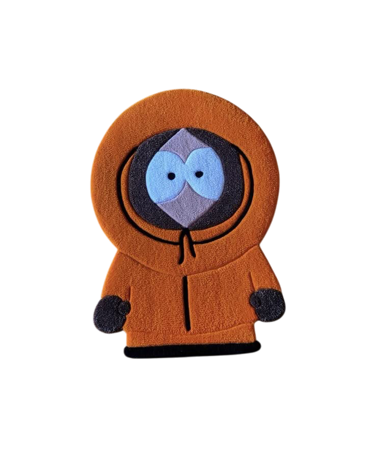 Tapete personalizado de tufting con el personaje de Kenny de South Park hecho a mano en Colombia por Max Tufting