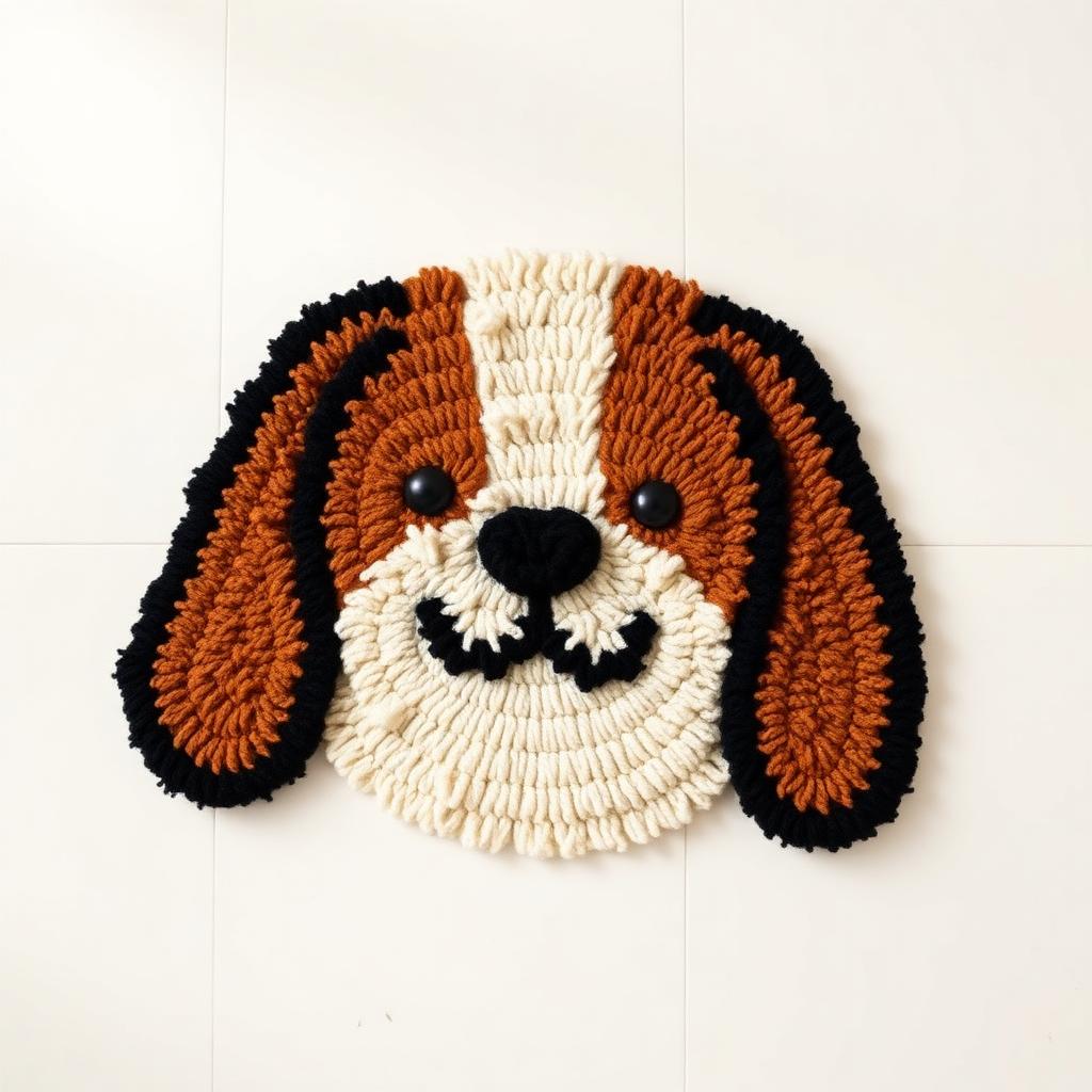 Tapete personalizado de tufting con retrato de perro hecho a mano bajo encargo en Colombia
